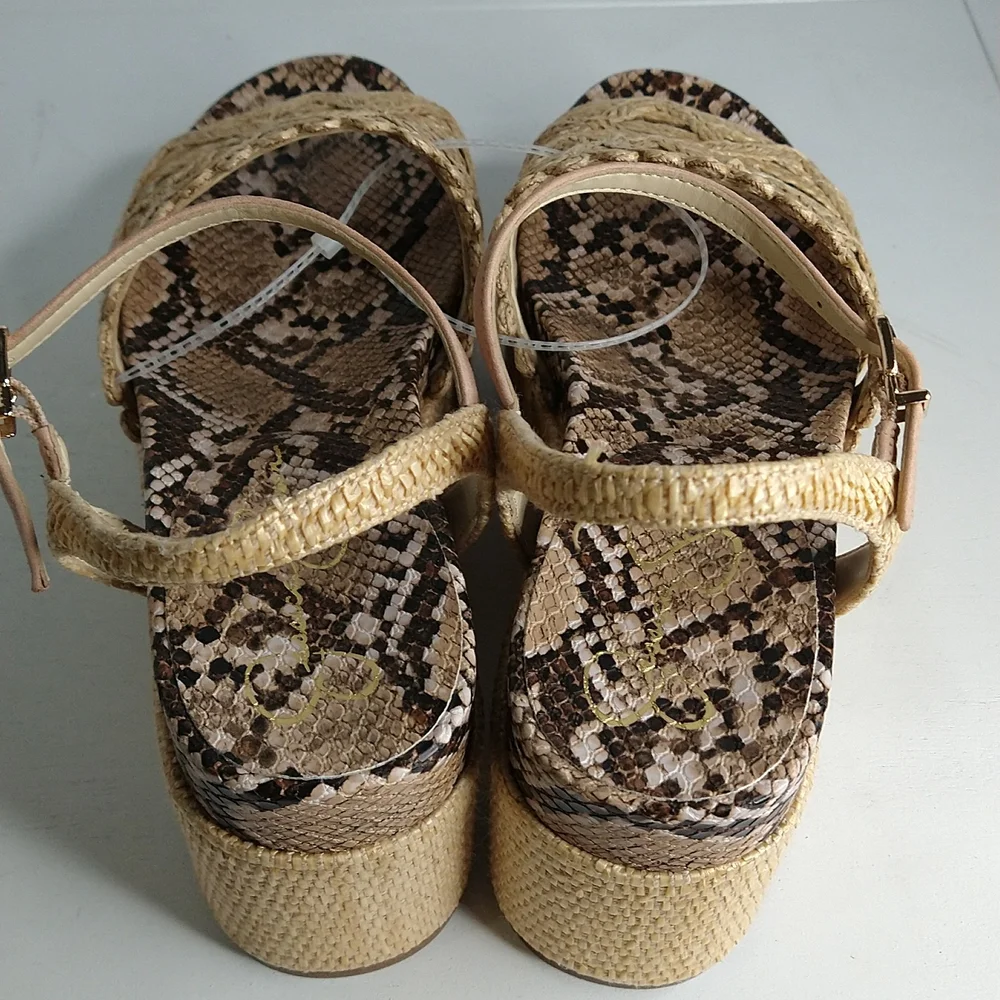 Woven Raffia Platform Sandal - Beige